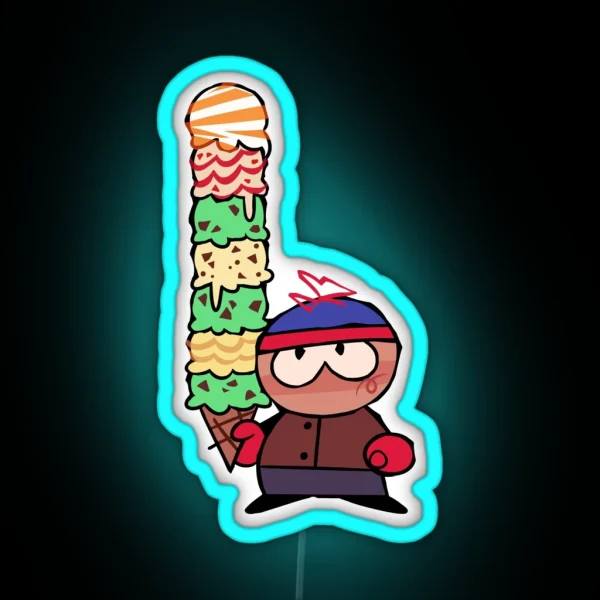 Stan With A Big Icecream South Park RGB Neon Sign