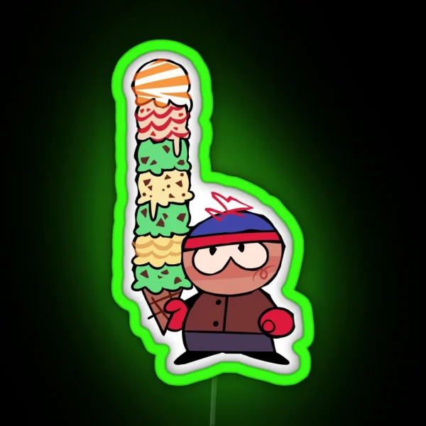 Stan With A Big Icecream South Park RGB Neon Sign