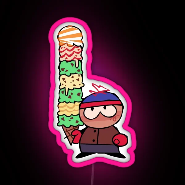Stan With A Big Icecream South Park RGB Neon Sign