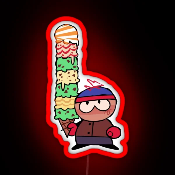Stan With A Big Icecream South Park RGB Neon Sign