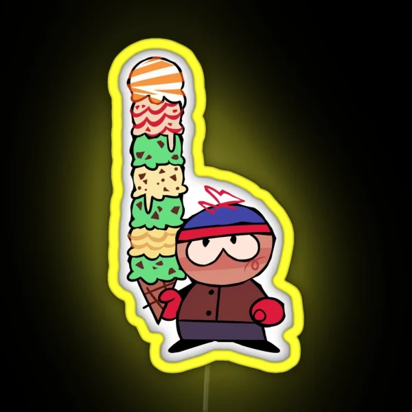 Stan With A Big Icecream South Park RGB Neon Sign