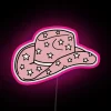 Neon Western Decor: Vibrant RGB Lighted Star-Shaped Cowgirl Hat Sign