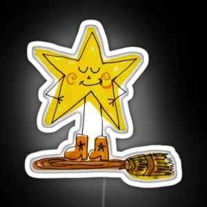 Star Guy On Broom RGB Neon Sign