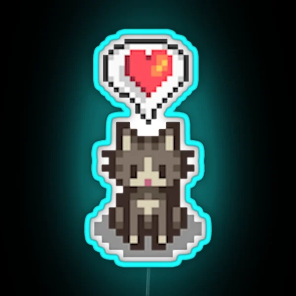 Stardew Valley Happy Grey Cat RGB Neon Sign