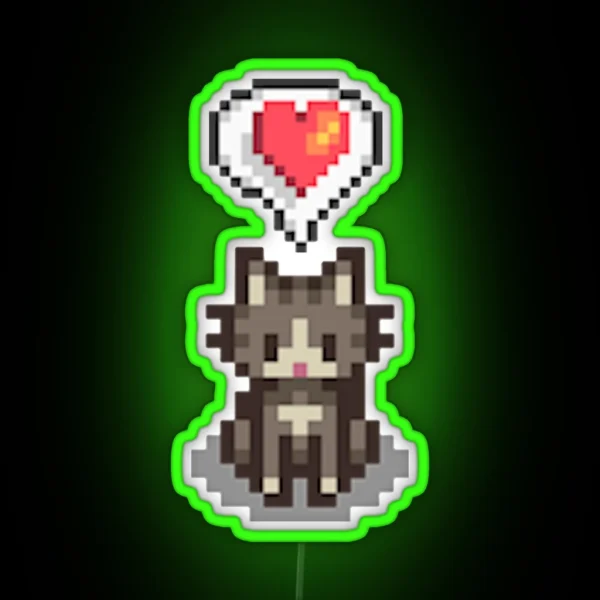 Stardew Valley Happy Grey Cat RGB Neon Sign