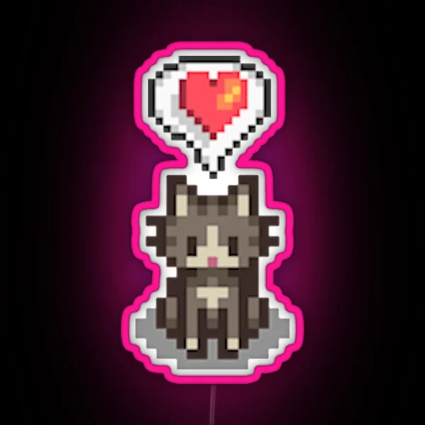 Stardew Valley Happy Grey Cat RGB Neon Sign