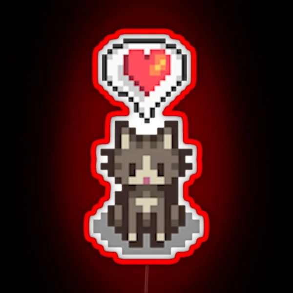 Stardew Valley Happy Grey Cat RGB Neon Sign