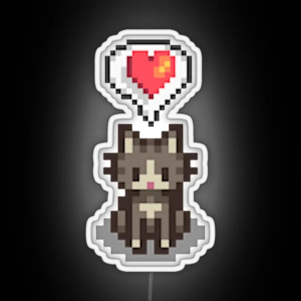 Stardew Valley Happy Grey Cat RGB Neon Sign