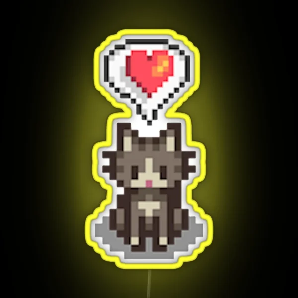 Stardew Valley Happy Grey Cat RGB Neon Sign