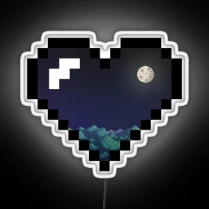 Stardew Valley Night Sky Pixel Heart RGB Neon Sign