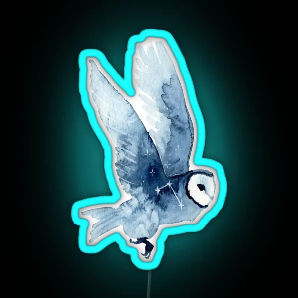 Starry Barn Owl RGB Neon Sign