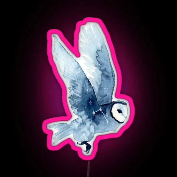 Starry Barn Owl RGB Neon Sign