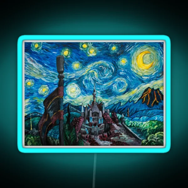 Starry Night Over The Castle RGB Neon Sign