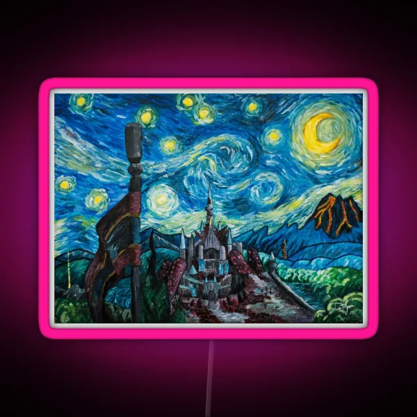 Starry Night Over The Castle RGB Neon Sign
