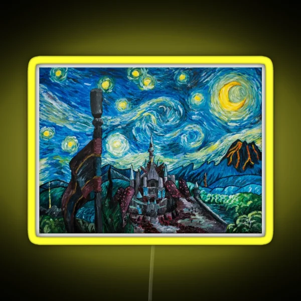 Starry Night Over The Castle RGB Neon Sign