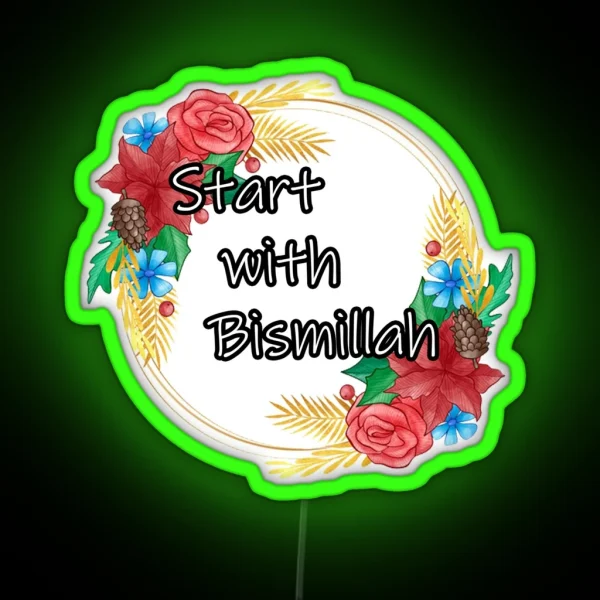 Start With Bismillah Islamic Mug RGB Neon Sign