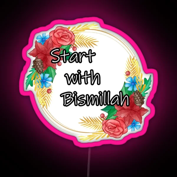 Start With Bismillah Islamic Mug RGB Neon Sign