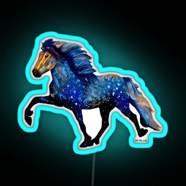 Stary Night Icelandic Horse RGB Neon Sign