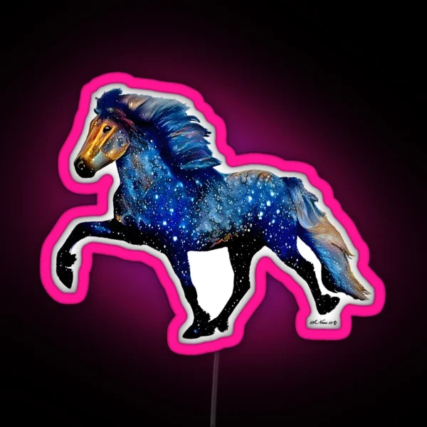 Stary Night Icelandic Horse RGB Neon Sign