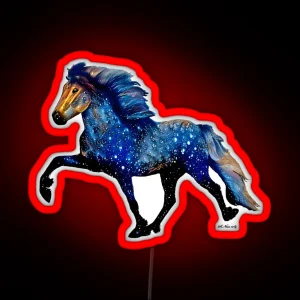 Stary Night Icelandic Horse RGB Neon Sign