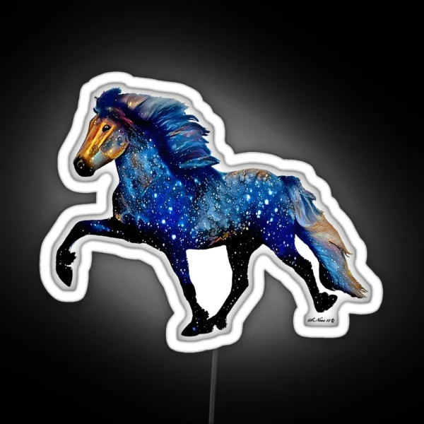 Stary Night Icelandic Horse RGB Neon Sign