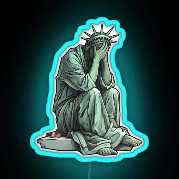 Statue Of Liberty Crying RGB Neon Sign