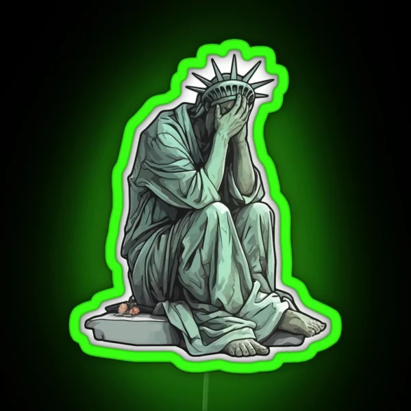 Statue Of Liberty Crying RGB Neon Sign