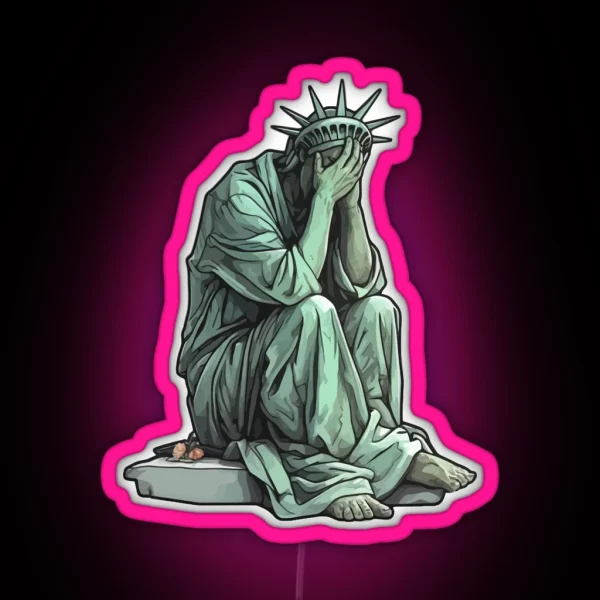 Statue Of Liberty Crying RGB Neon Sign