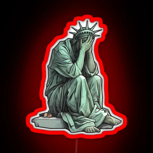 Statue Of Liberty Crying RGB Neon Sign