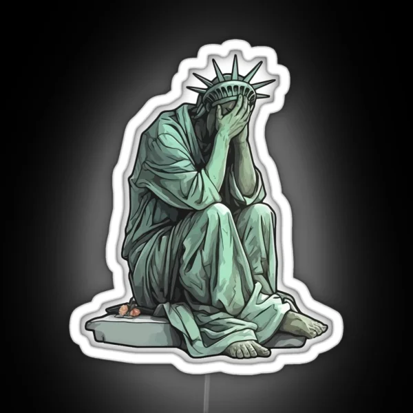 Statue Of Liberty Crying RGB Neon Sign