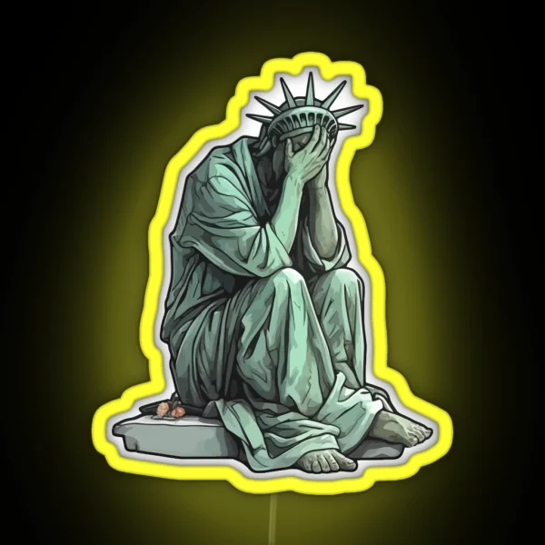 Statue Of Liberty Crying RGB Neon Sign