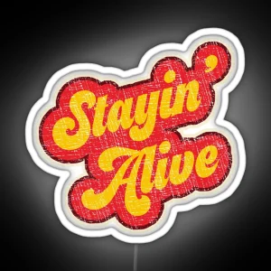 Stayin Alive Vintage 1970s Retro RGB Neon Sign