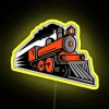 Vibrant LED steam train speeding mascot illuminated decorative room sign