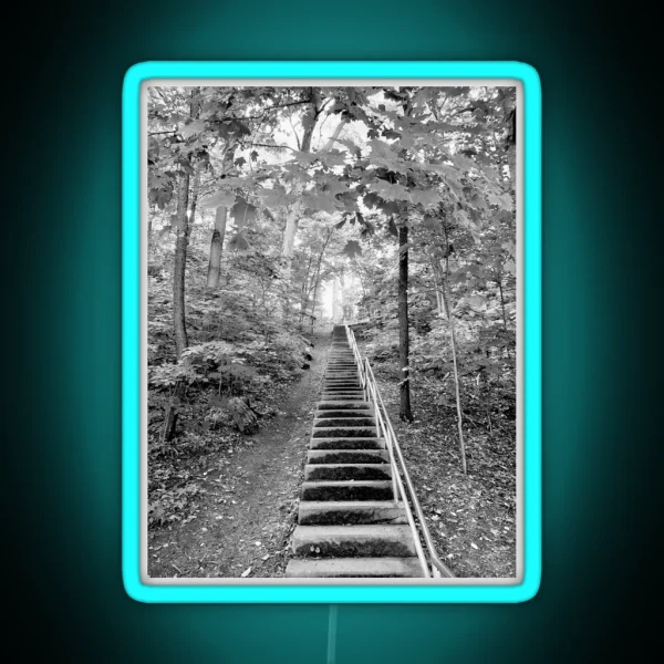 Steep Wooden Stairway RGB Neon Sign