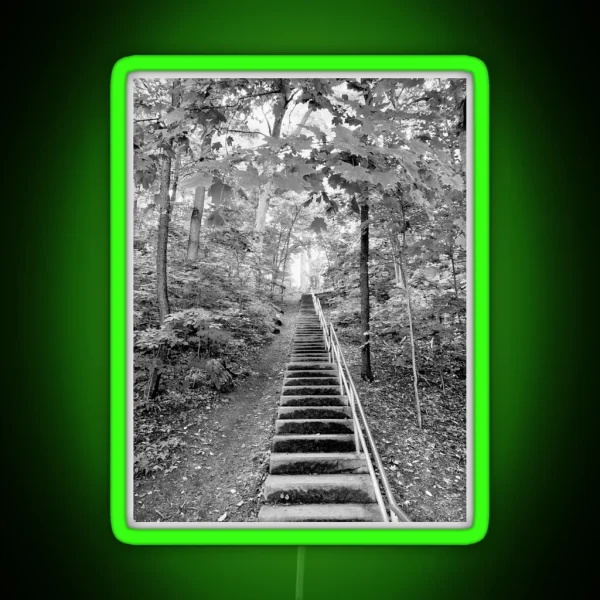 Steep Wooden Stairway RGB Neon Sign