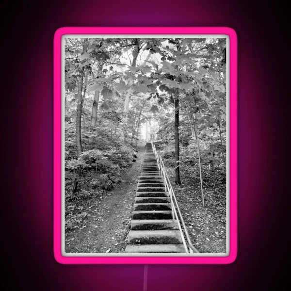 Steep Wooden Stairway RGB Neon Sign