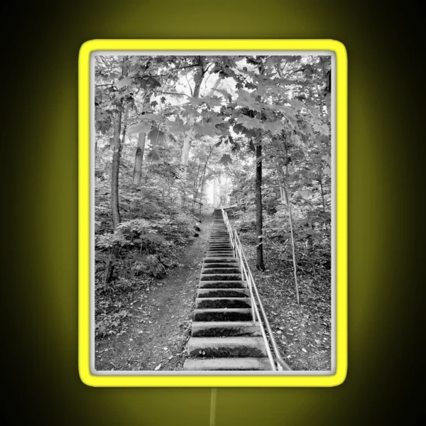 Steep Wooden Stairway RGB Neon Sign