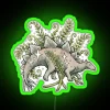 Prehistoric Dinosaur Decor with Vibrant Neon RGB Color Effect