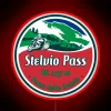 Stunning Stelvio Pass Italy flag design in vibrant neon colors.