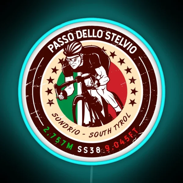 Stelvio Pass Passo Dello Stelvio Cycling RGB Neon Sign