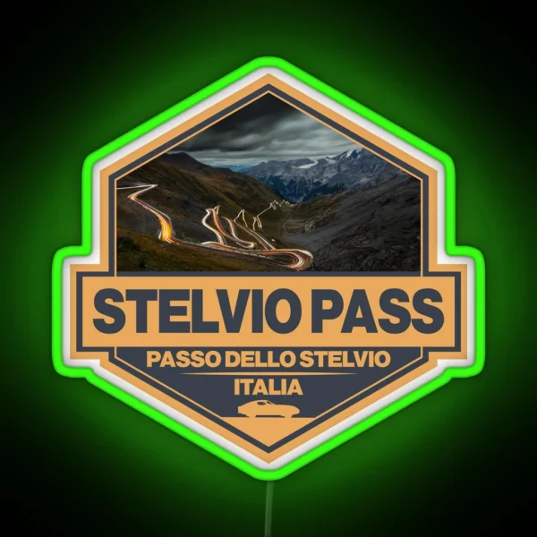 Stelvio Pass Passo Dello Stelvio Travel Art Badge RGB Neon Sign
