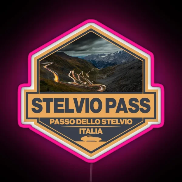Stelvio Pass Passo Dello Stelvio Travel Art Badge RGB Neon Sign