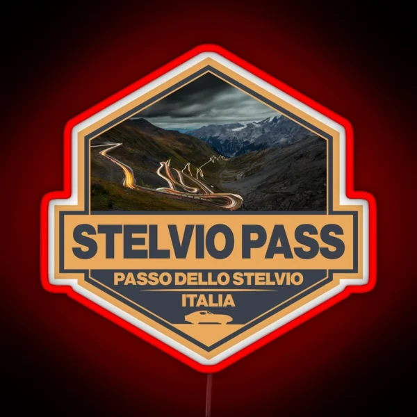 Stelvio Pass Passo Dello Stelvio Travel Art Badge RGB Neon Sign