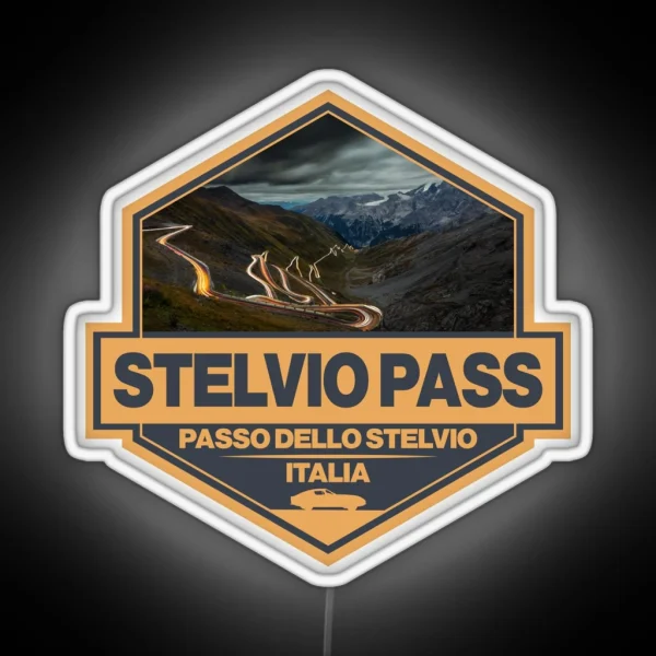 Stelvio Pass Passo Dello Stelvio Travel Art Badge RGB Neon Sign