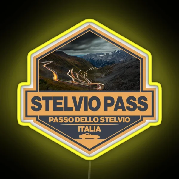 Stelvio Pass Passo Dello Stelvio Travel Art Badge RGB Neon Sign