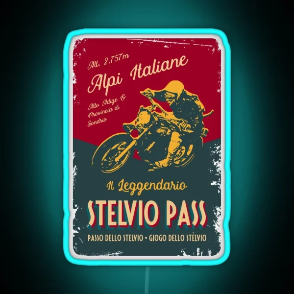 Stelvio Pass Retro Motorcycle Led Led RGB Neon Sign