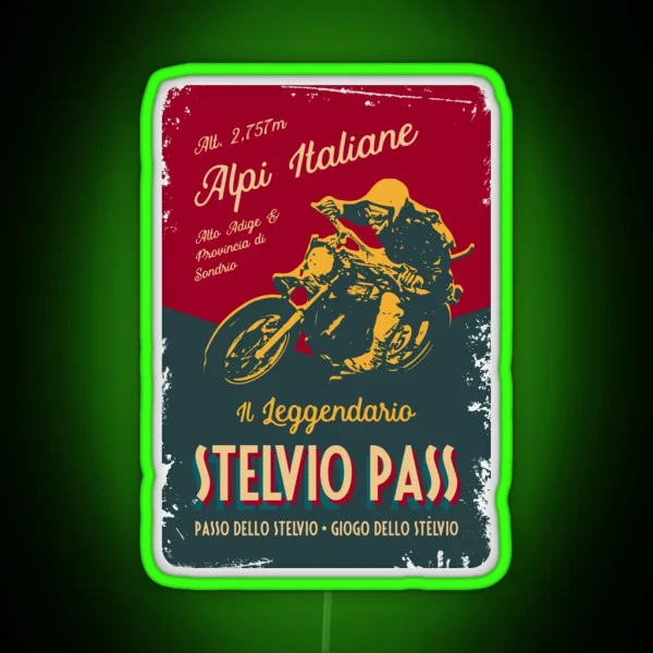 Stelvio Pass Retro Motorcycle Led Led RGB Neon Sign