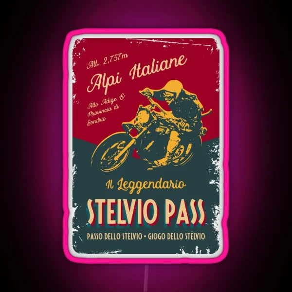 Stelvio Pass Retro Motorcycle Led Led RGB Neon Sign