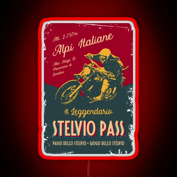Stelvio Pass Retro Motorcycle Led Led RGB Neon Sign