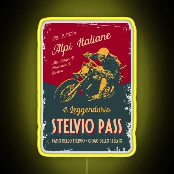 Stelvio Pass Retro Motorcycle Led Led RGB Neon Sign